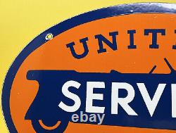 Vintage United Motors Service Porcelaine Signe Station Essence Plaque De Pompe Essence