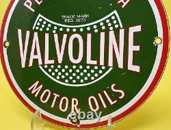 Vintage Valvoline Motor Oil Porcelaine Signe Station De Service Pompe À Gaz Lubester