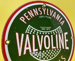 Vintage Valvoline Motor Oil Porcelaine Signe Station De Service Pompe À Gaz Lubester